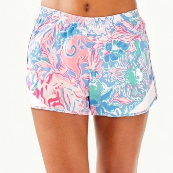 Lilly Pulitzer Pants - Lilly Pulitzer Multicolor Pink Blue Green Floral Athletic Shorts (Ocean Trail)